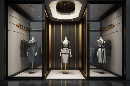 Women's clothing store in black and goldの素材
