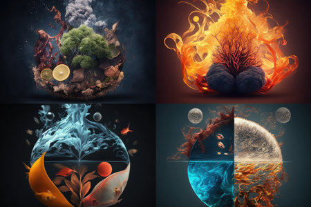 A set of different elements in squaresの素材