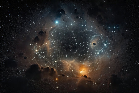 Abstract space background with stars and nebulaの素材