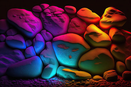 Colored stones on a black backgroundの素材