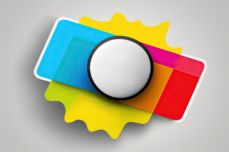 White button on a colorful background with copyspaceの素材