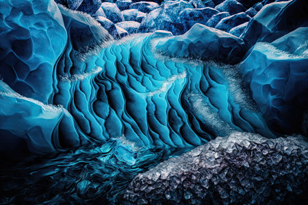 Ice cave in the glacier. blue ice textureの素材