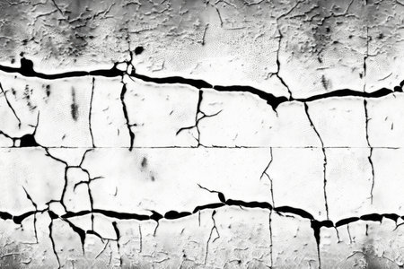 Abstract background of cracked paint on the wall, black and whiteの素材