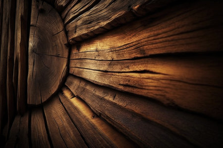 Wooden texture background, wood planks of a log houseの素材