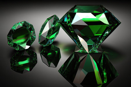 Green diamonds on a black backgroundの素材