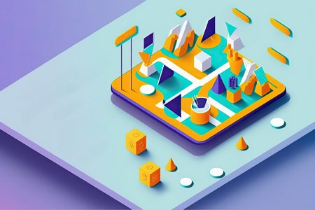 Smartphone with abstract backgroundの素材