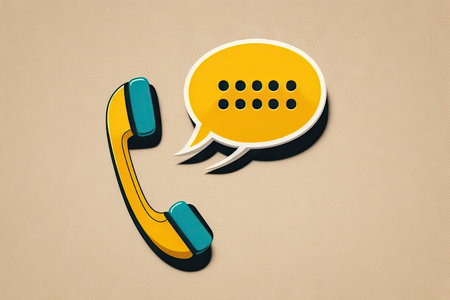 Phone with speech bubble icon on the wallの素材