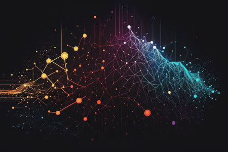 Abstract background with connected lines and dots. Network connection structureの素材