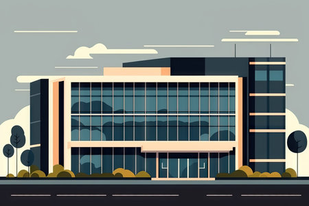 Modern office building on the roadの素材