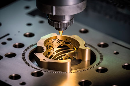 The CNC milling machine cutting the metal part with the solid ball endmill tool. The hi-technology mold and die manufacturing processの素材