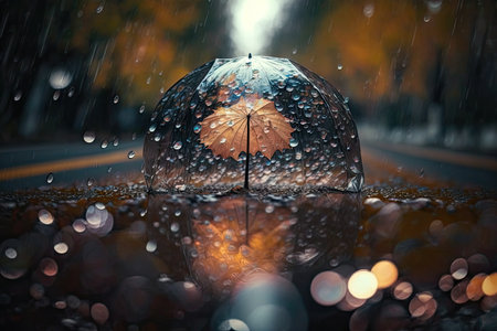 Rainy autumn day in the city. Raindrops on the glassの素材
