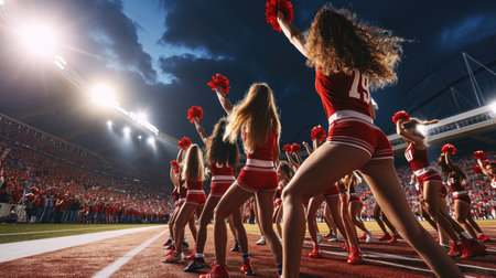 Cheerleaders at the stadiumの素材
