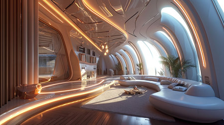 Futuristic interior design of a modern living roomの素材