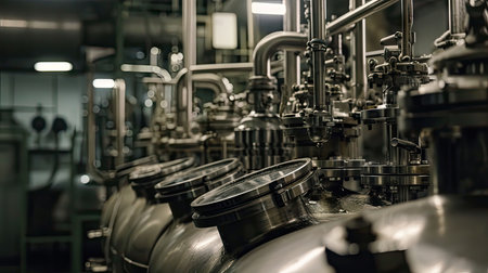 Equipment, cables and piping as found inside of a modern industrial power plantの素材