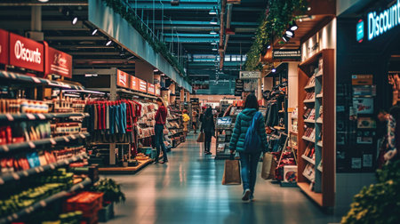 People shopping at a supermarketの素材