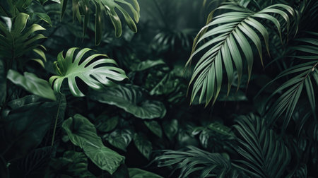 Tropical leaves background. Green leaves backgroundの素材