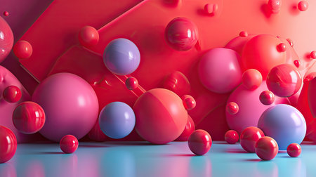 Abstract background, pink and blue ballsの素材