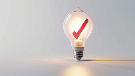 Light bulb with a check mark in itの素材
