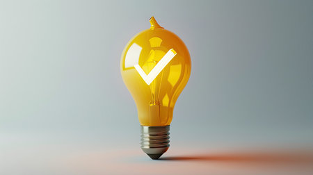 Lightbulb with check mark iconの素材