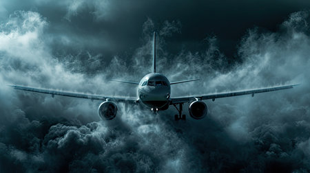 Airplane in the clouds. Conceptual imageの素材