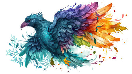 Pigeon with feathers in watercolor styleの素材