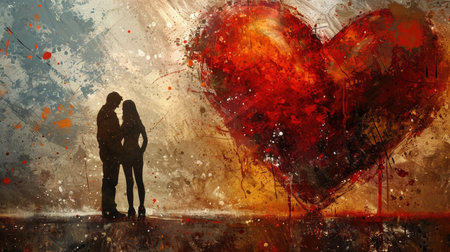 Romantic couple in love. Colorful backgroundの素材