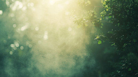 Beautiful nature background with green leaves and bokeh. Vintage toneの素材