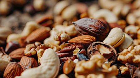 Mixed nuts background. Nuts mix. Healthy food conceptの素材