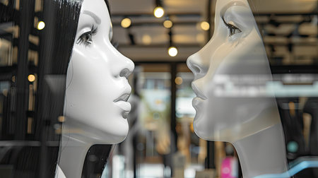 Mannequins in a fashion store windowの素材