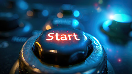 Close up of start button on a computer keyboardの素材