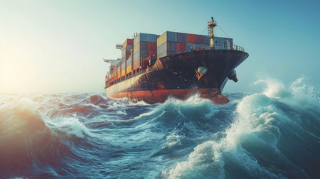 Cargo ship in the sea. Freight transportationの素材