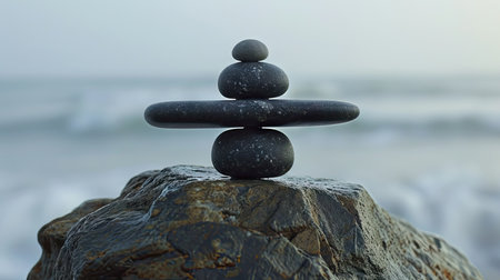 Zen stones on the beach. Zen conceptの素材
