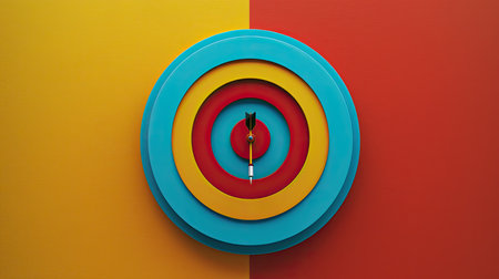 Target with dart on colorful backgroundの素材