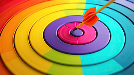 Colorful target with arrow on itの素材