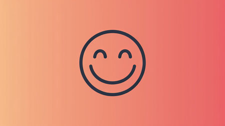 Smile icon illustration. Smiling emoticon icon isolated on orange backgroundの素材