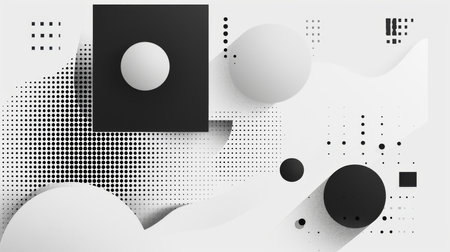 Abstract background with black and white geometric shapesの素材
