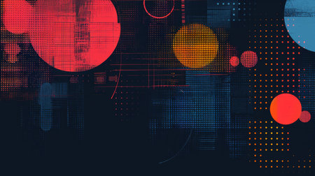 Abstract background with multicolored circles and dotsの素材