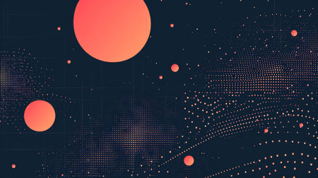 Abstract background with circles and dotsの素材