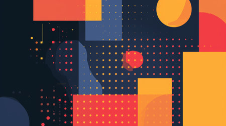 Abstract background with geometric shapes and dotsの素材