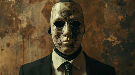 Portrait of a man in a suit and maskの素材