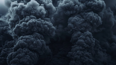 Vast expansion of dense, billowing smoke cloudsの素材