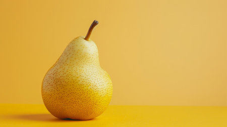 Yellow pear on a yellow background. Copy space for your textの素材