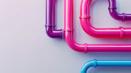 Pink plastic pipes on a white backgroundの素材