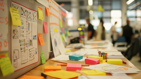 Blurred image of business people working in office. Selective focusの素材