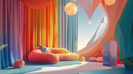 Modern interior design with sofa and pillowsの素材