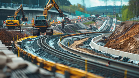 Railway construction or maintenance siteの素材