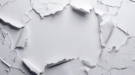 Pieces of torn white paper on white background with space for textの素材