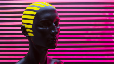 Mannequin mannequin head in neon lightの素材