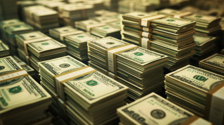 Dollars in a pile. Shallow depth of fieldの素材