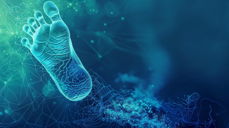 Human foot and bacteria, Computer digital drawingの素材